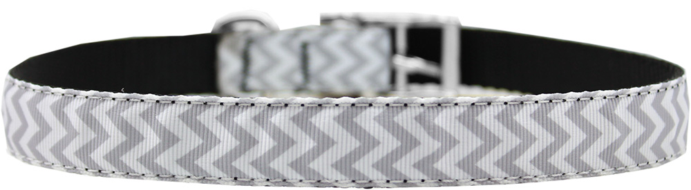 Chevrons Nylon Dog Collar with classic buckle 3/4" Grey Size 12